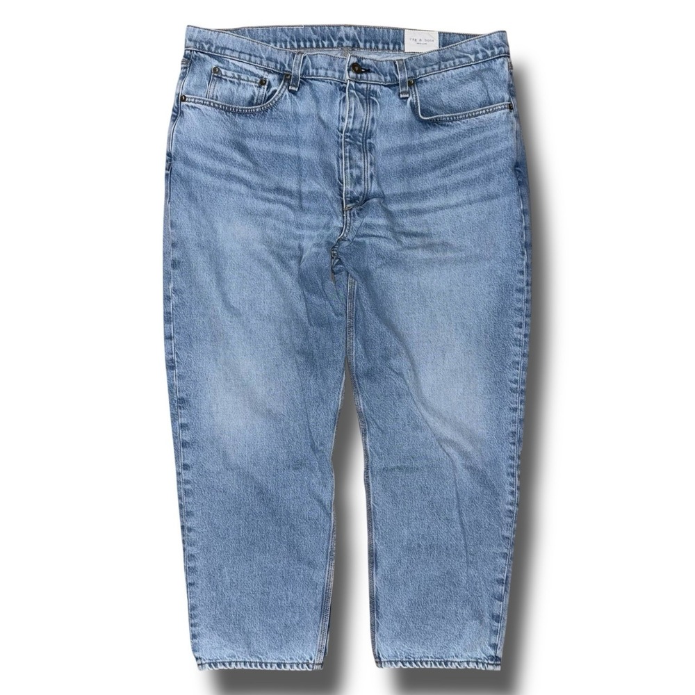 RAG BONE Jeans Men 38 27L Beck Cropped Relaxed Light Indigo Rigid Loose USA Made